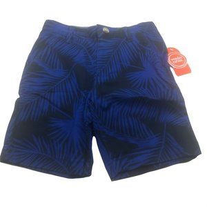 Wonder Nation Boy's Size 7 Adjustable Waist Flat Front Short Blue Palm Leaf New